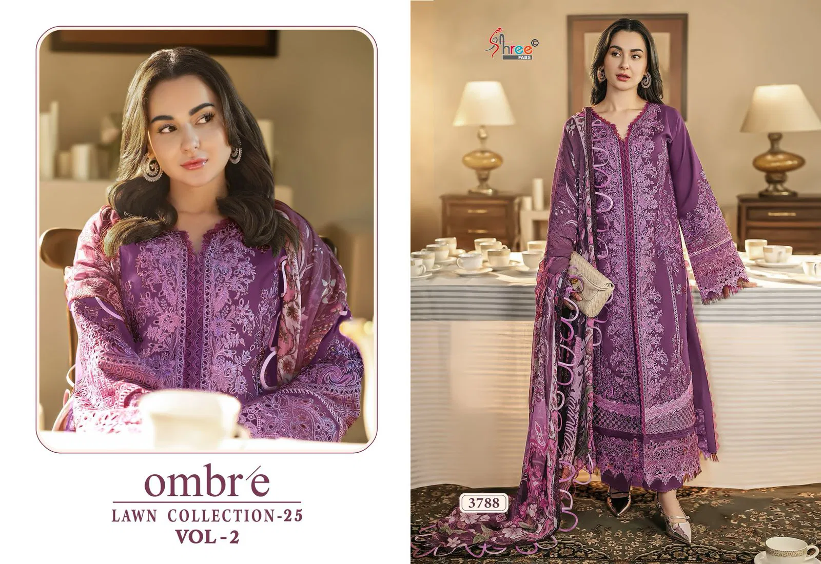 Ombre Lawn Collection 25 Vol 2 by Shree Cotton Dupatta Salwar Suits Orders In India